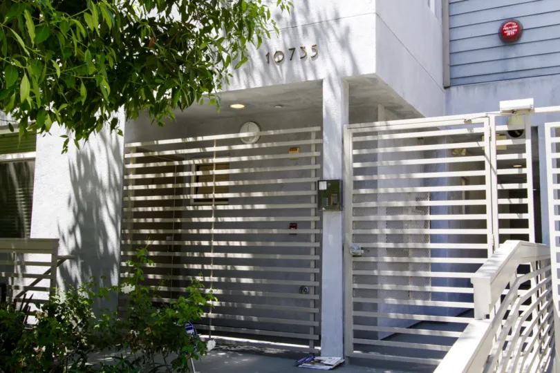 The secured gates to access Lofts at Toluca Lake