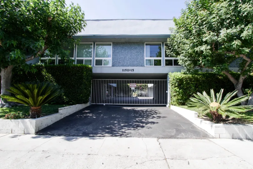 The entrance for parking at the Moorpark Ardmore in North Hollywood