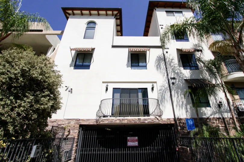 The balcony seen at Satsuma Townhomes