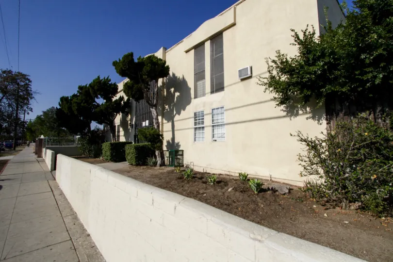 The landscaping seen around The Laurels