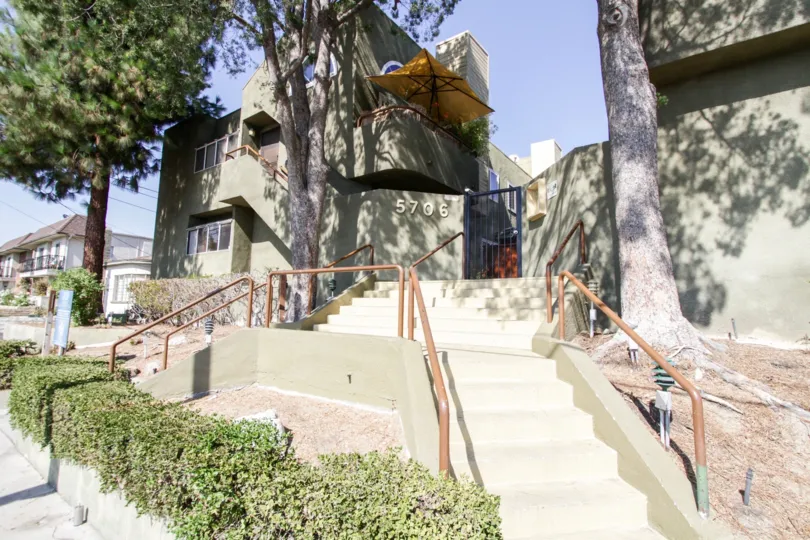 The stairs leading up into The Villas in North Hollywood