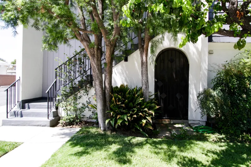 The stairwell seen at Toluca Continental Townhomes in North Hollywood