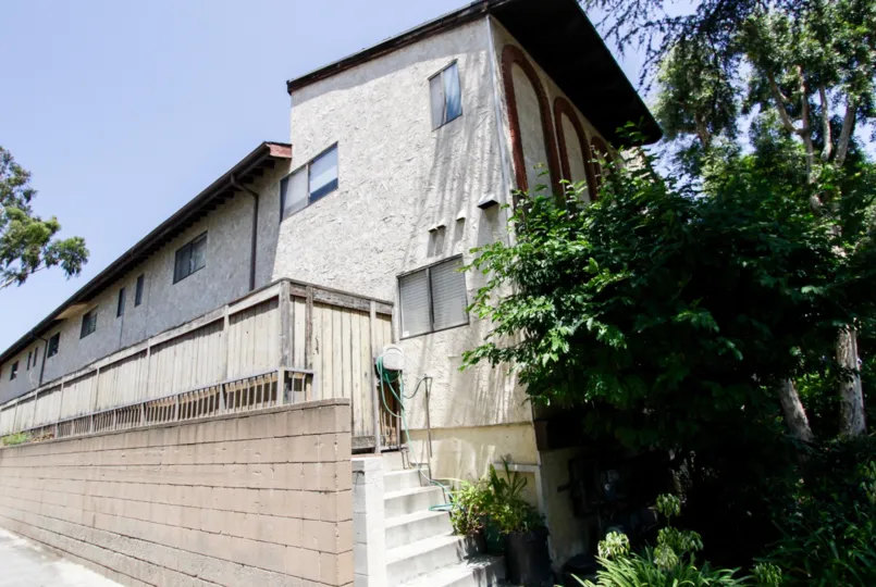 The stairs leading up to Universal Townhomes in North Hollywood