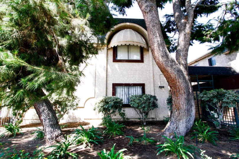 The landscaping seen around Balboa Village