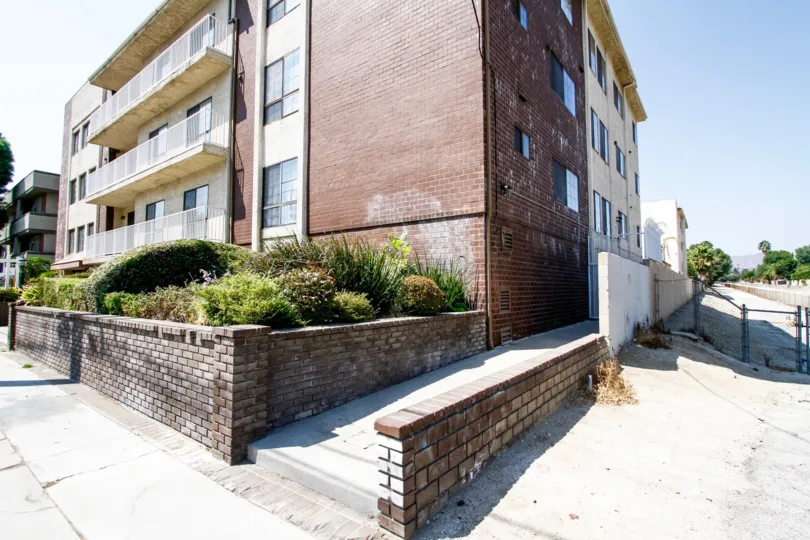 The sidewalk beside the Nordhoff Terrace building