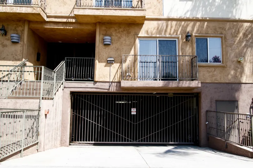 The gate for Northridge Terrace parking in Northridge CA