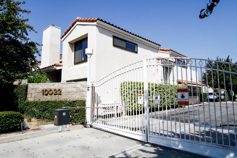 The gate into Parkside Townhomes