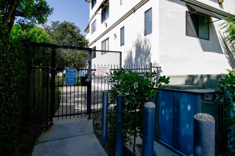 The gated entrance into Regents Court