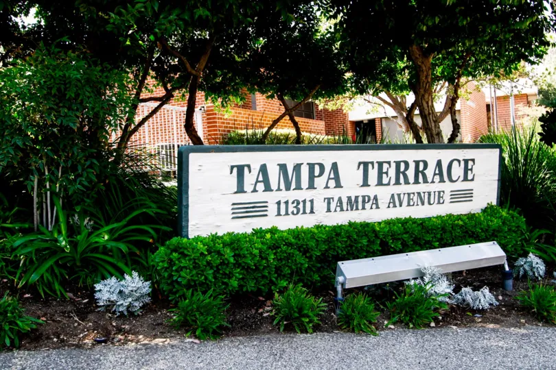 The sign welcoming you into Tampa Terrace at Northridge CA