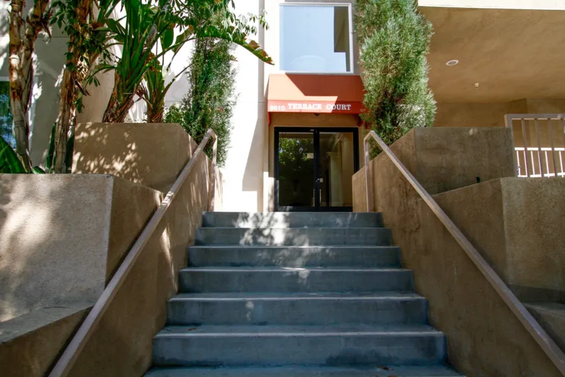 The entryway up to Terrace Court in Northridge CA