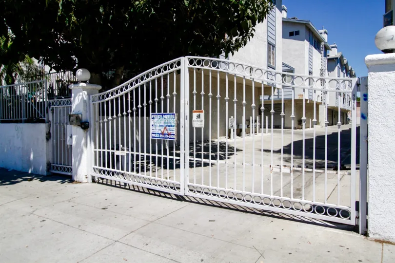 The gate for entering into the Lionsgate parking area
