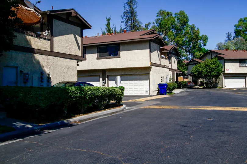 The garages for parking at Village Green West