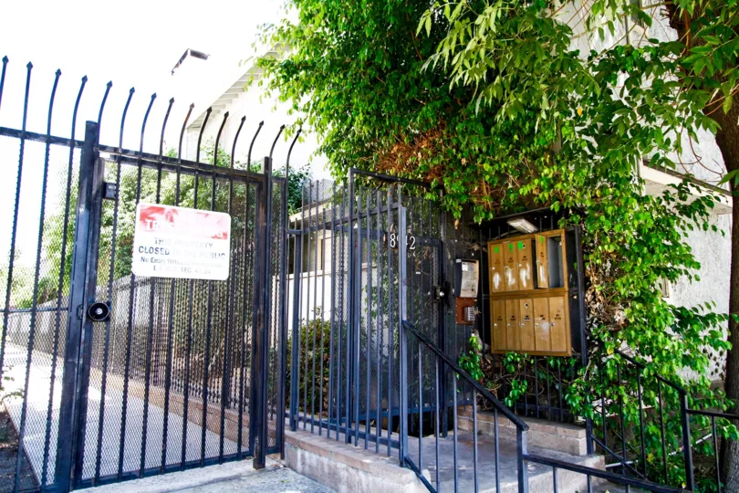 The gate for entrance into Willis Townhomes