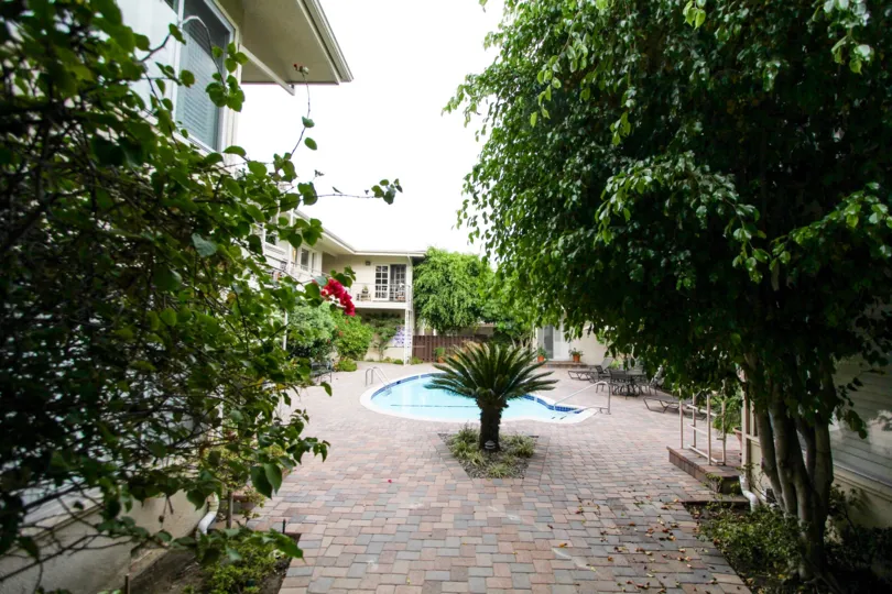 The pool area at 1250 S Orange Grove Blvd