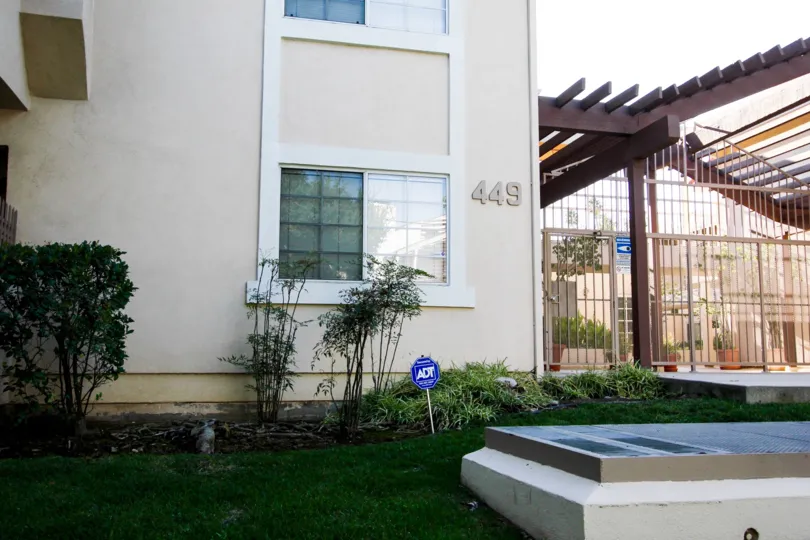 The address on the building at 449 N Catalina Ave