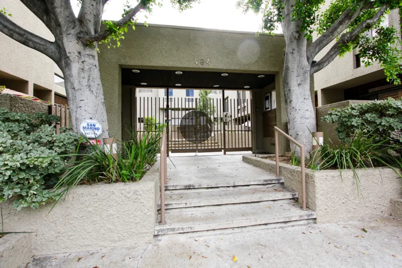 The stairs leading up to 484 E California Blvd in Pasadena, California