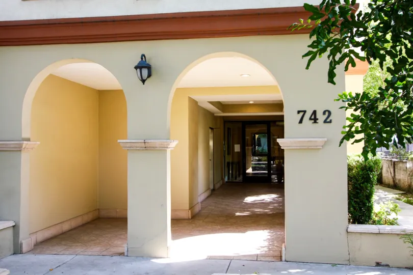 The address for 742 Locust St on the building