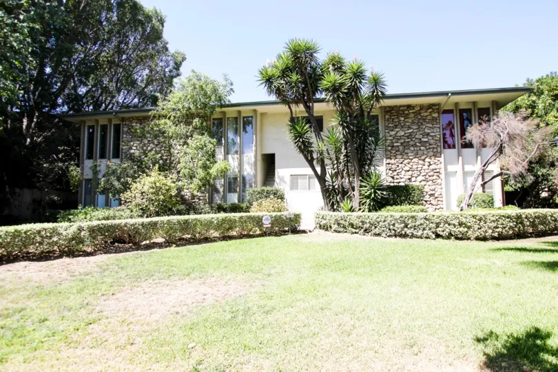 The yard in front of 757 S Orange Grove Blvd