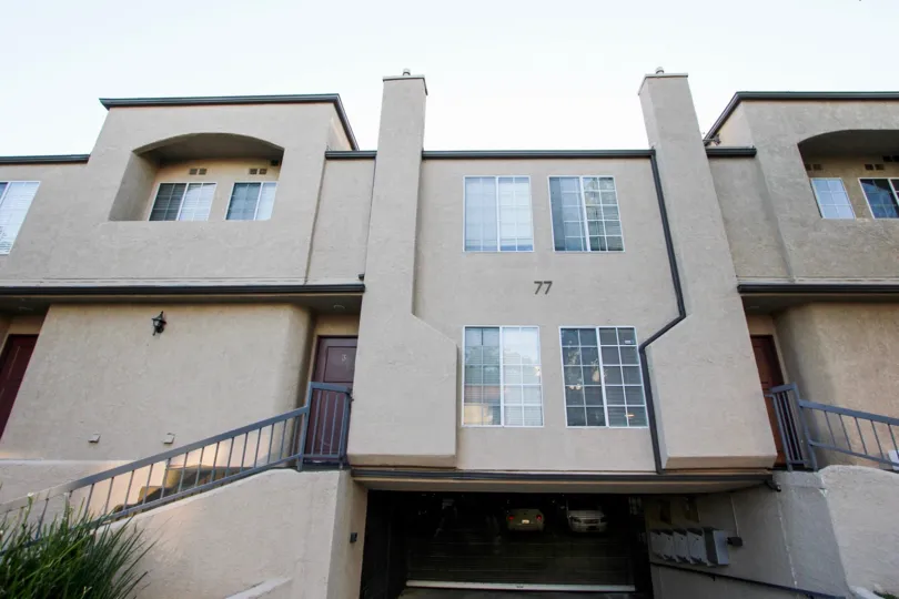 The address on the building at 77 North Townhomes in Pasadena, California
