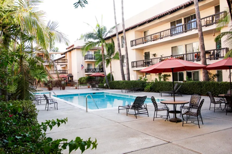 The pool for resident use at Casa Pasadena