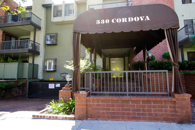The address above the entrance into Cordova Park Villas