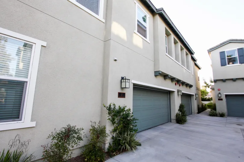 The garage doors on the District Walk building