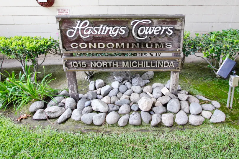 The sign into Hastings Towers