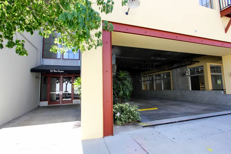 The entryway up to Library Hall Lofts