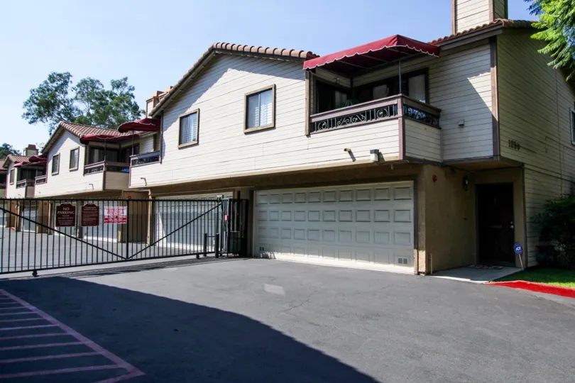 The garage that each resident has for parking at Los Robles Townhomes