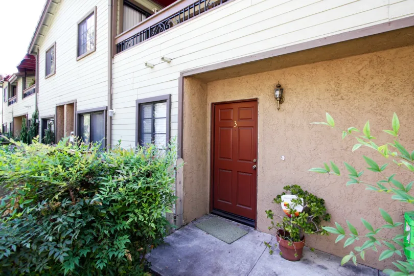 The entrance into Los Robles Townhomes in Pasadena, California
