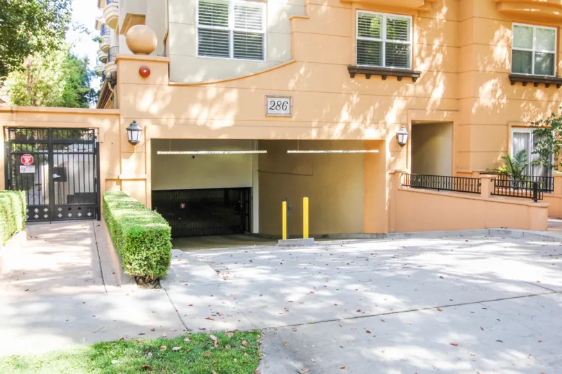 The parking area for residents of Madison Walk in Pasadena, California