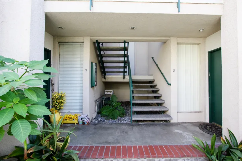 The walkway through Magnolia Court in Pasadena, California