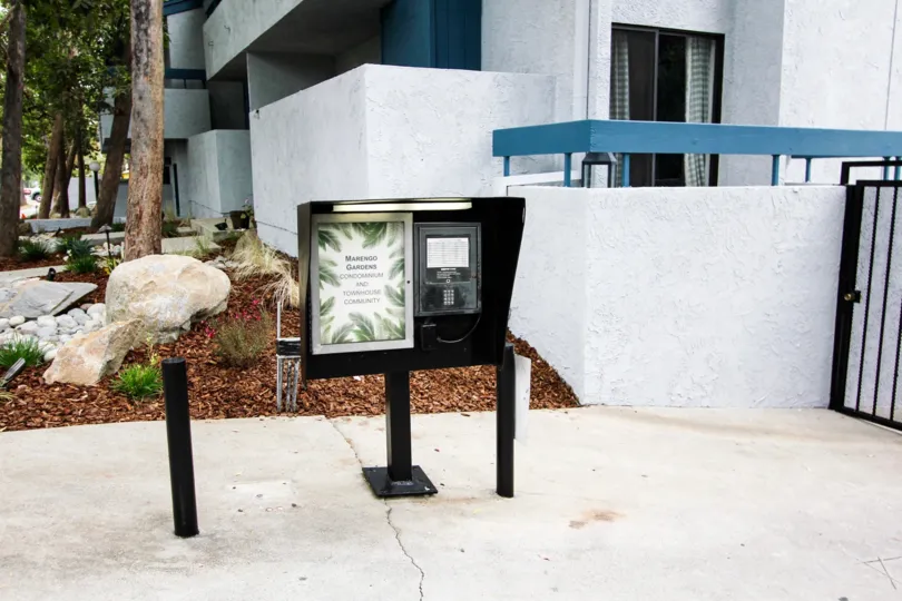 The electronics for entering into the gated parking area of Marengo Gardens