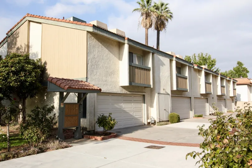 The garages at Mentor Palms for resident parking