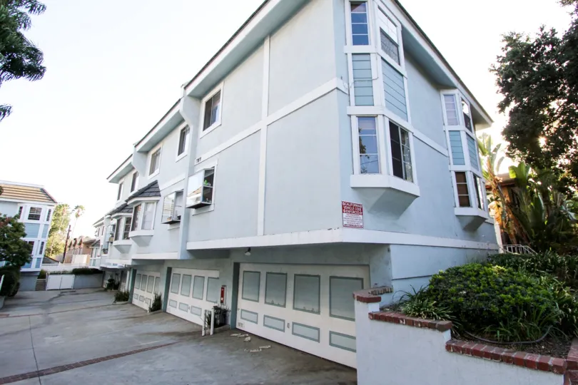 The garages for resident parking at Nantucket Townhomes