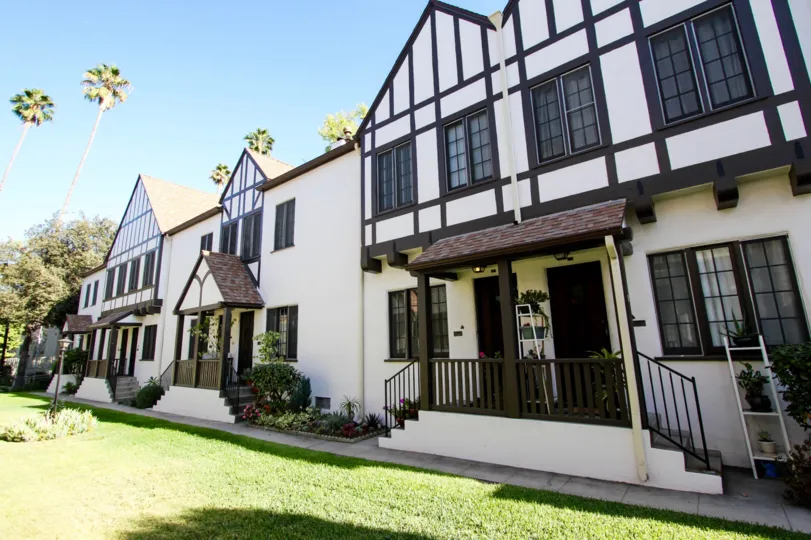 The sidewalk in front of Norman Villa in Pasadena, California