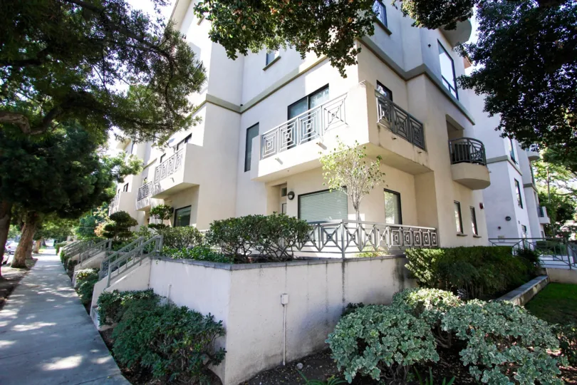 The balconies seen at Oak Knoll Manor in Pasadena, California