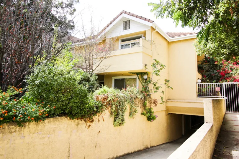 A balcony seen at Oakland Gardens in Pasadena, California