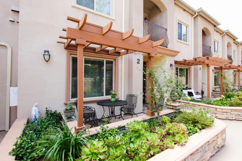 The patio furniture seen at Oakland Terraces in Pasadena, California