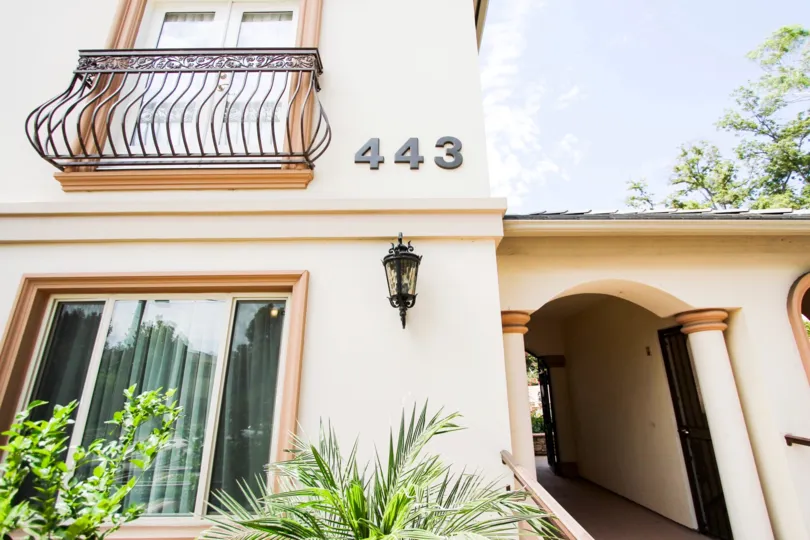 The address for Oakland Terraces on the building