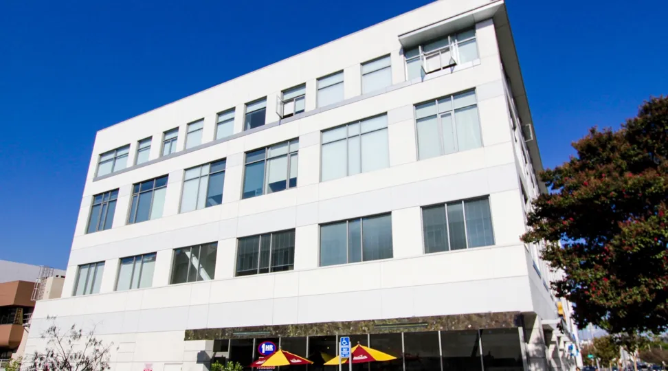 A view of the Pasadena Collections East building in Pasadena, California