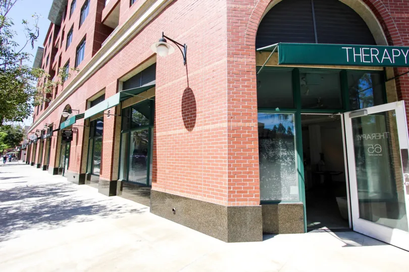 The sidewalk in front of the Raymond Renaissance