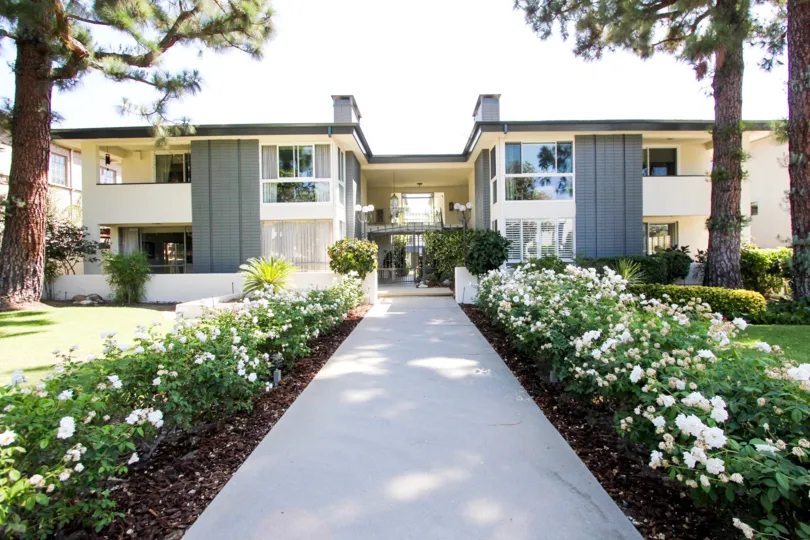 The sidewalk up to Singing Woods in Pasadena, California