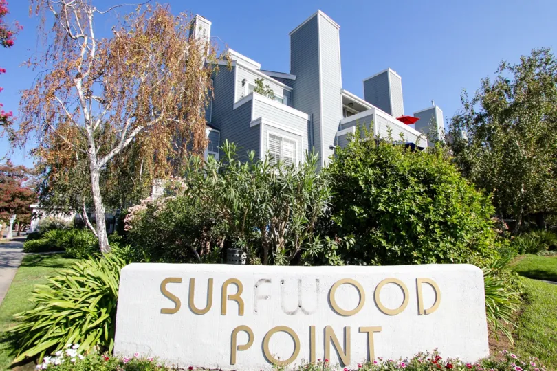 The sign announcing Surfwood Point in Pasadena, California