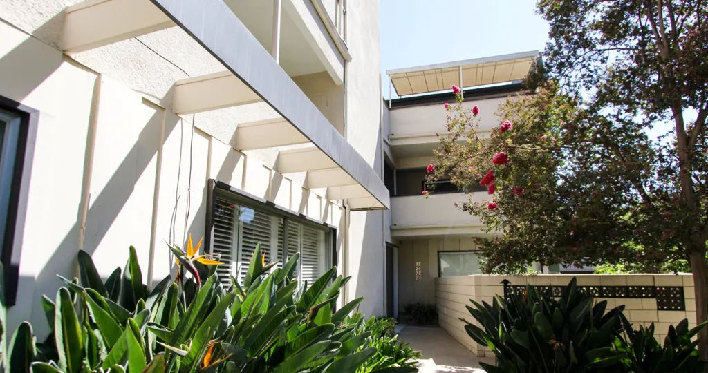 The plants around the units at The Barclay in Pasadena, California