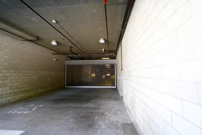 The garage parking for residents of The Burton