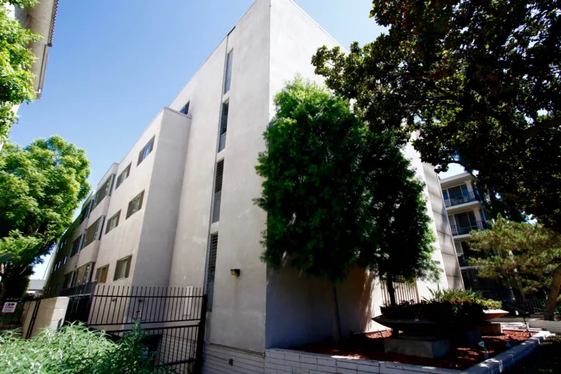 The view of The Odyssey building in Pasadena, California