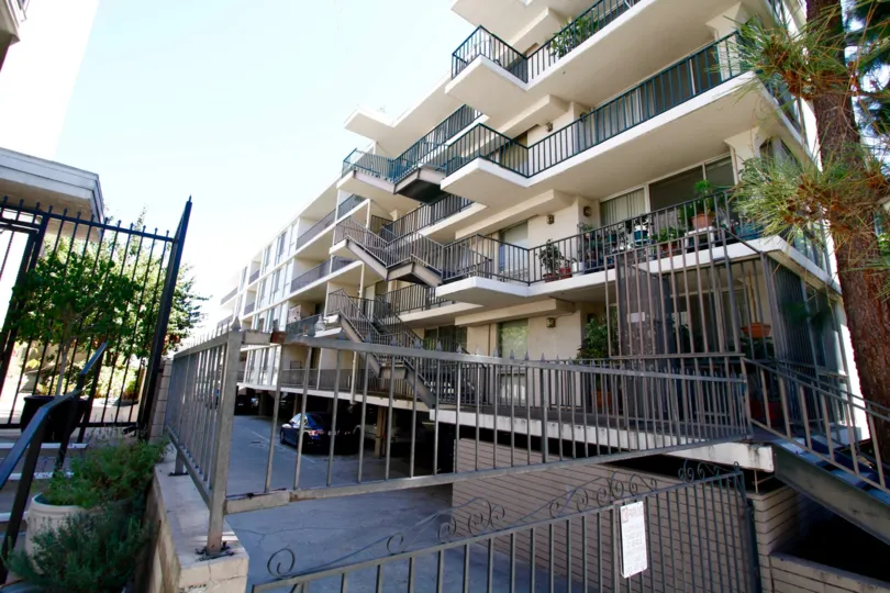 The balconies at The Odyssey in Pasadena, California