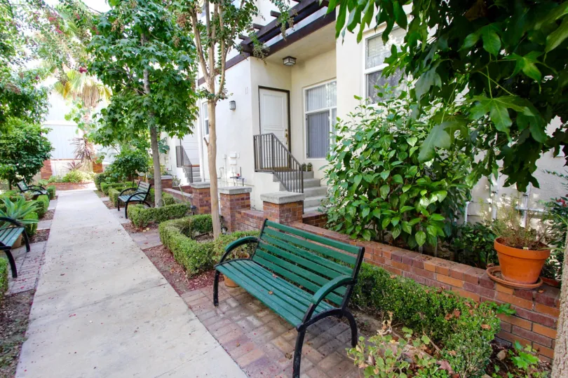 The bench surrounded by landscaping in Tivoli Villas