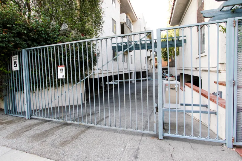 The parking area for Villa California in Pasadena, California